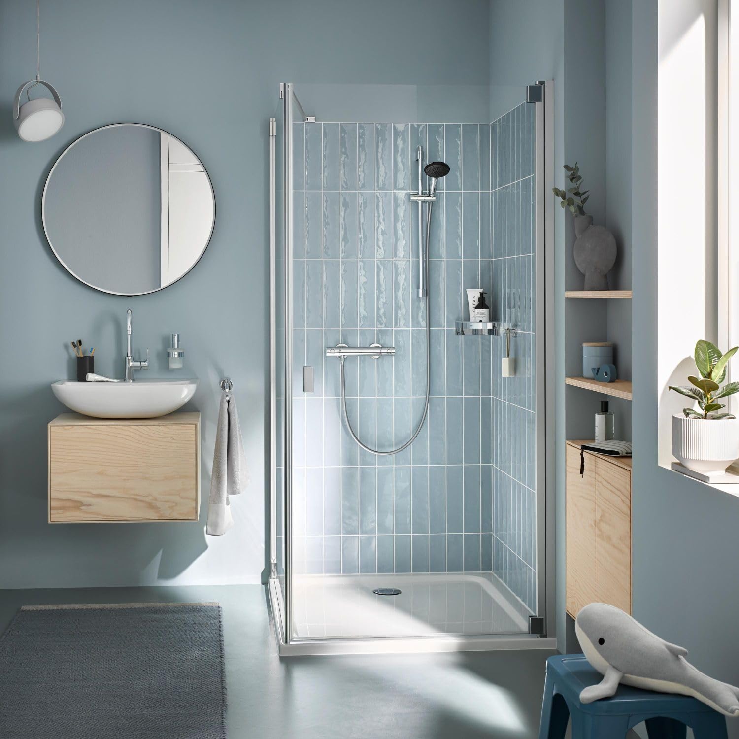 GROHE Precision Get, Duscharmatur, wassersparend (Thermostat für stets konstante Temperatur, Verbrühschutz bei 38°C, Mischbatterie Dusche mit Wasserspartaste und Metallgriffen), chrom, 34773000