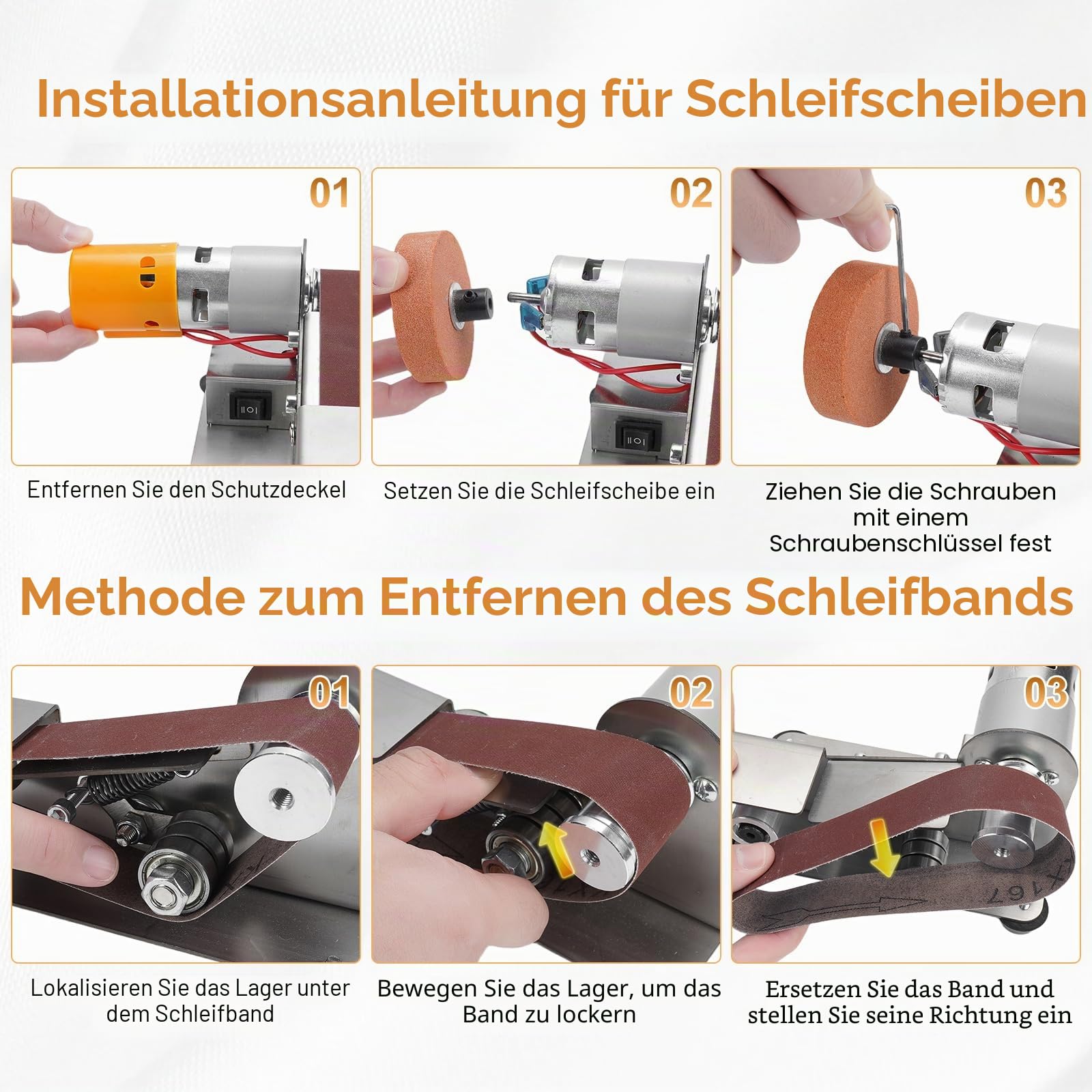 Elektrischer Bandschleifer, Mini-Bandschleifer Poliermaschine, 15-Grad-Messerschärfer with 20 Sanding Belts and 20 Pieces Sandpaper, Belt Sander for Metal Polishing, Wood Polishing and Tool Sanding