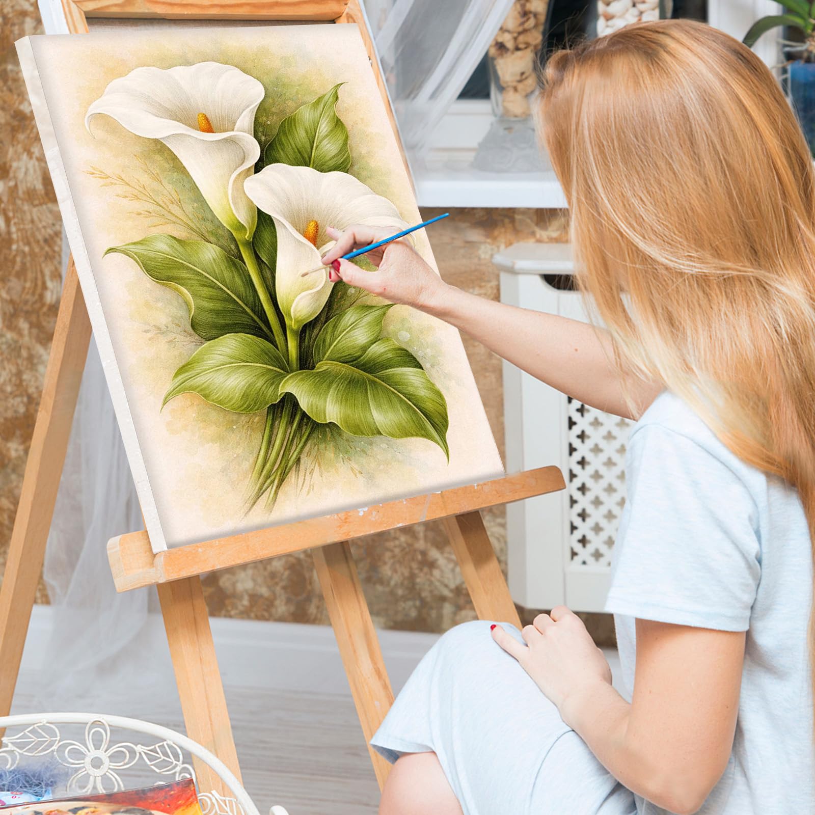Lxmsja Paint by Numbers Calla Lily for Adults Beginners with Frame Painting by Numbers Flowers on Canvas - Image 3