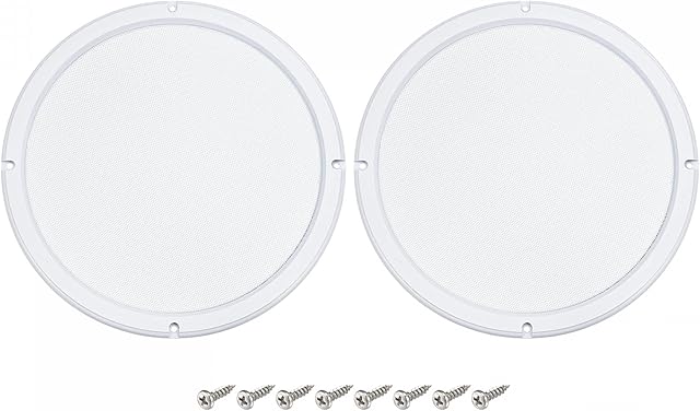 sourcing map Speaker Grill Cover 10" White Mesh Subwoofer Grill Horn Guard Protector with Screws for Home Audio DIY White Frame 2 Pack