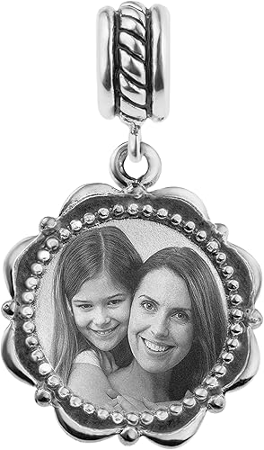 Miniatura 3 de Mensaje fotográfico personalizado grabado personalizado colgante flor marco grano Fpulsera de encanto europeo