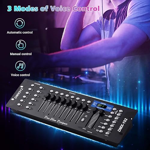 Miniatura 7 de Panel de consola controlador de luz 192CH Función de programación Activada por sonido DMX512 con antena de pantalla LED para escenario DJ Pubs Bar