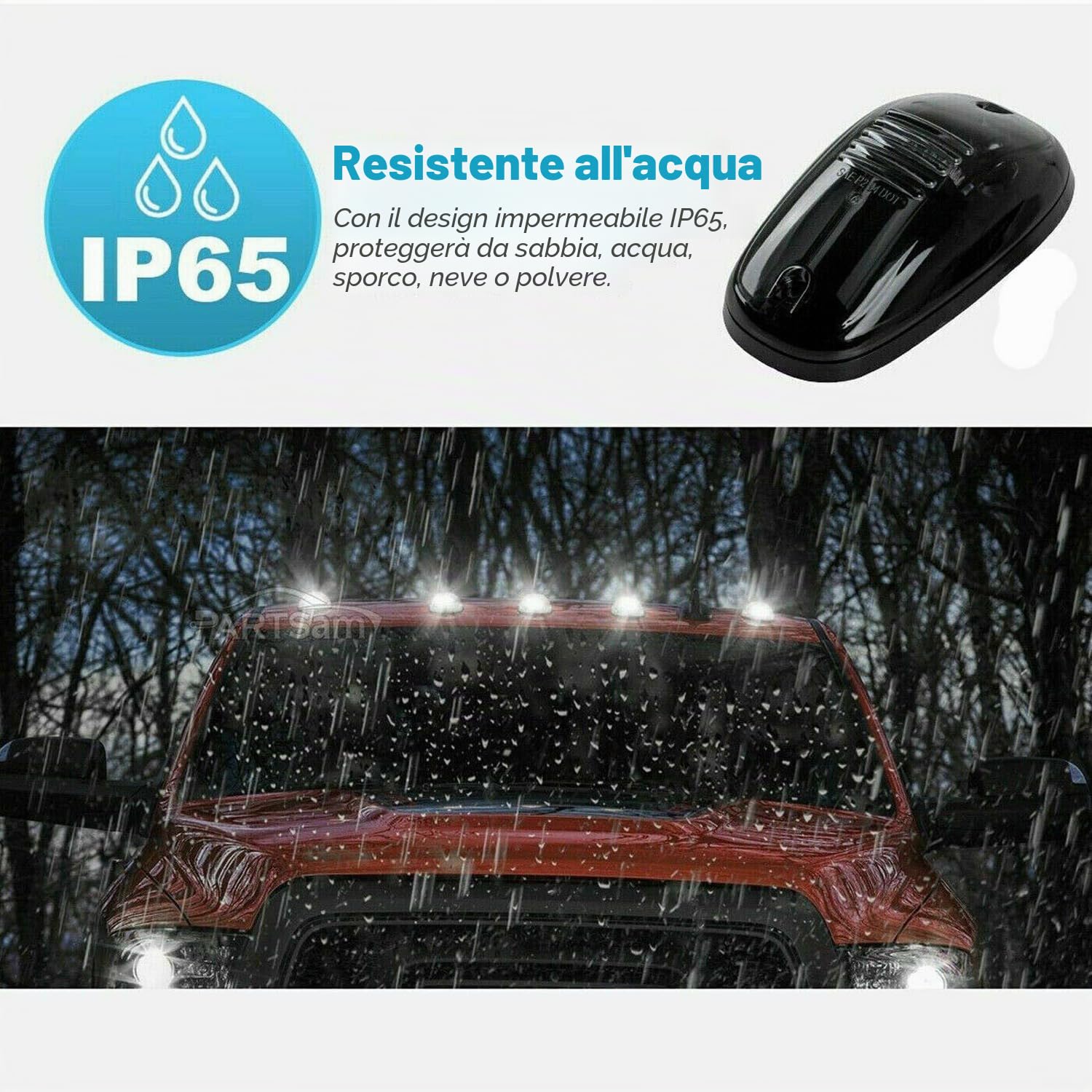 Riloer Luci per tetto cabina fumè, 5PCS LED Luci per tetto bianche Luci ingombro led 12V 24V Lampada Piranha per auto Rimorchi Camion