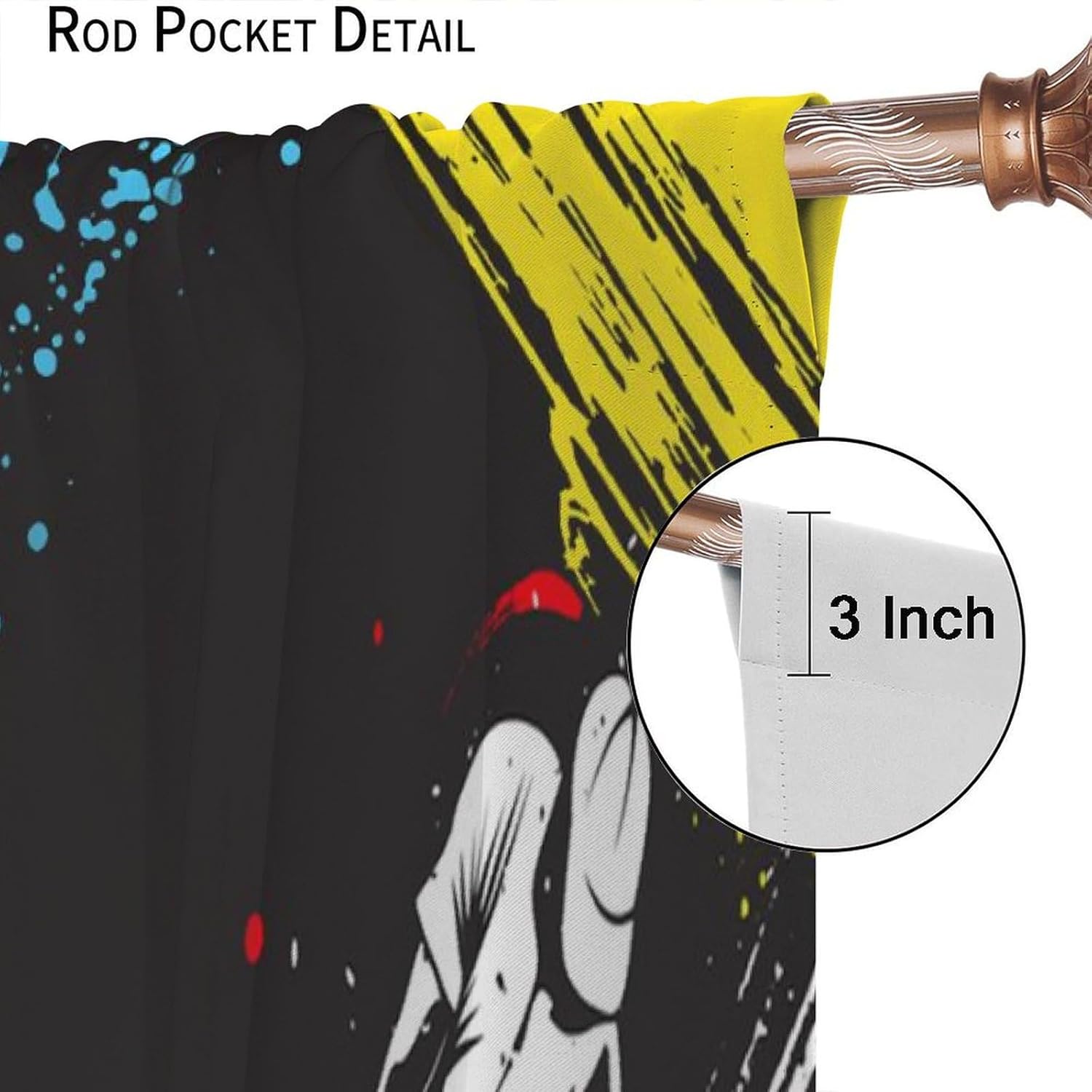 Golf Player Rod Pocket Decor Curtains for Boy Girl Bedroom, Sports Abstract Art Watercolor Splashing Style for Home Kitchen Livingroom Coffee Room Window Curtain 2Panel 42" W X 54" L