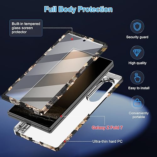 Miniatura 3 de Hekodonk Funda para Galaxy Z Fold 7, compatible con MagSafe, protector de pantalla integrado, protección de bisagra, magnética, delgada, a prueba de