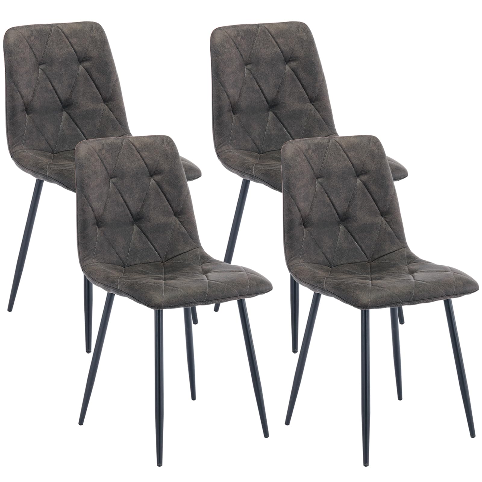 Artist Hand Set of 4 Dining Chairs for Living Room Dining Room, Faux Suede Kitchen Chairs with Upholstered Seat Solid Metal Legs, Gray โ image 1
