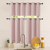 Vista 286 de Simplebrand Juego de 2 paneles de cenefa aguamarina para ventana de cocina de 14 pulgadas de largo, cortinas de oscurecimiento de habitación