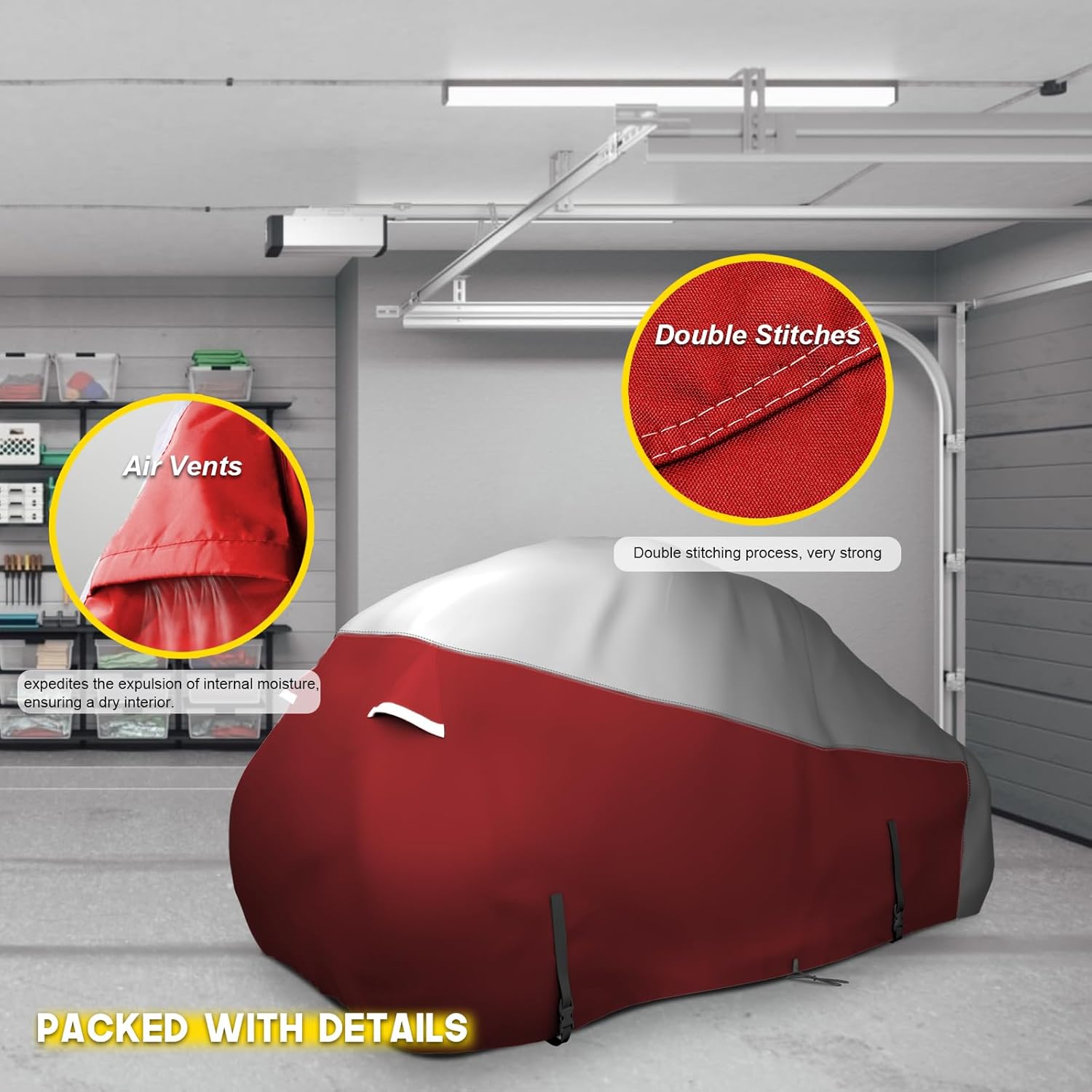 Rosefray Zero Turn Mower Cover,Waterproof 420D Marine Grade Fabric-Universal Fit for John Deer,Cub Cadet Zero Turn Up to 60" Lawn Mower Decks,Dimensions: 79" L X 46" W X 55" H Red