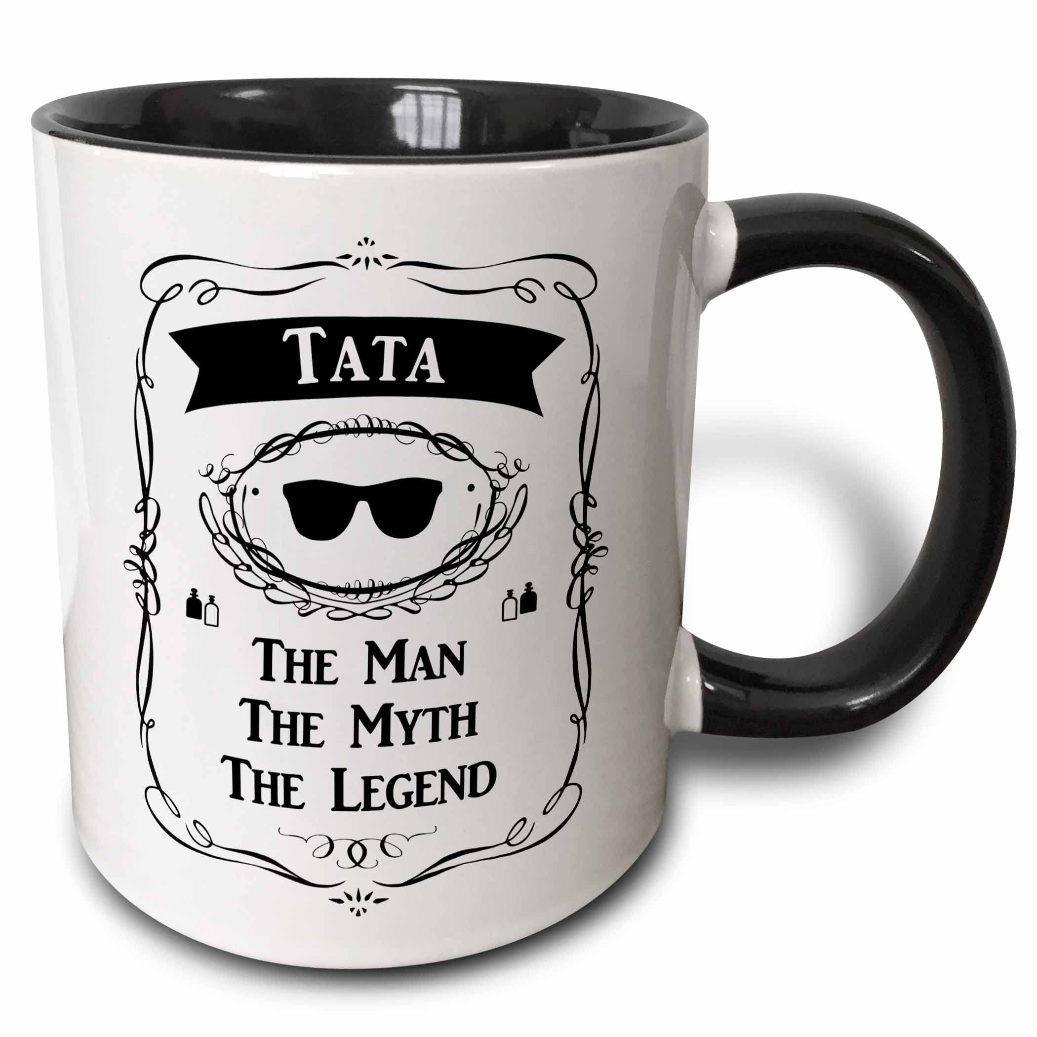 mug_232416_4 Tata The Man The Myth The Legend dad father in Spanish Polish Czech - Two Tone Black Mug, 11oz