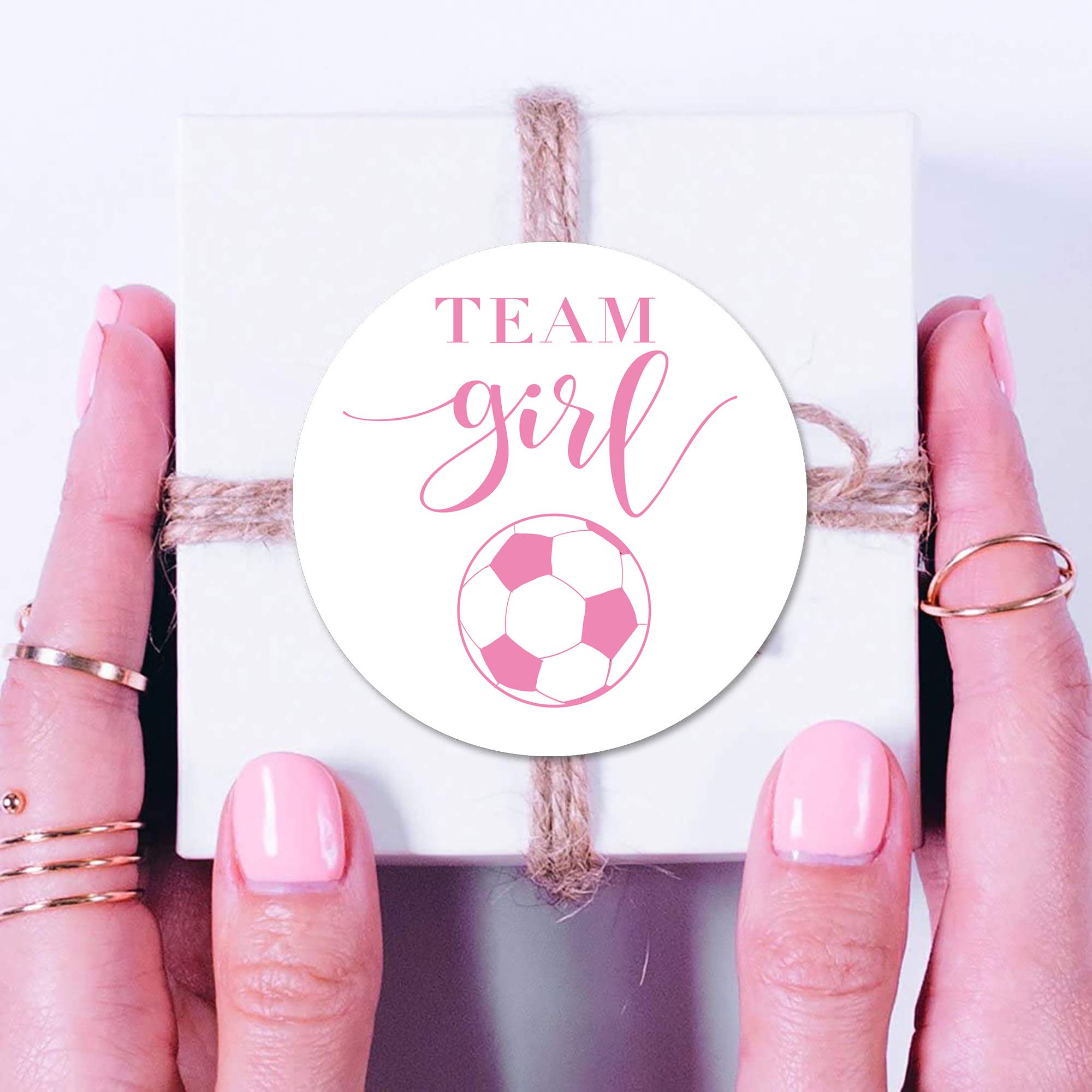 Soccer Gender Reveal Stickers, 40 2 Inch Team Girl Team Boy Baby Shower Party Sticker Labels