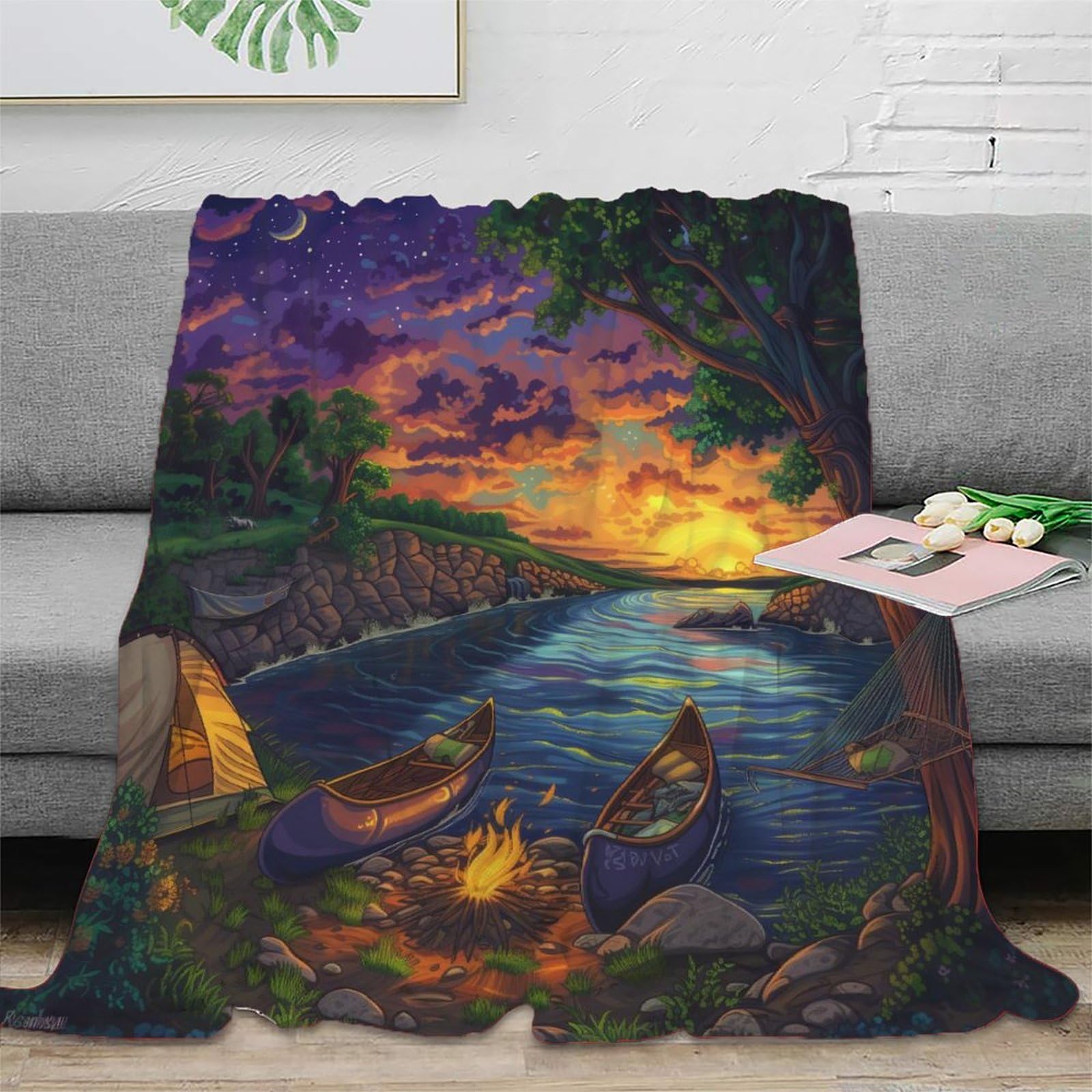 Koc polarowy, flanelowy, miękki, przytulny, gruby, ciepły, puszysty, oddychający, 3D, narzuta na kanapę, łóżko, dla dzieci, nastolatków, dorosłych, 127 x 152 cm