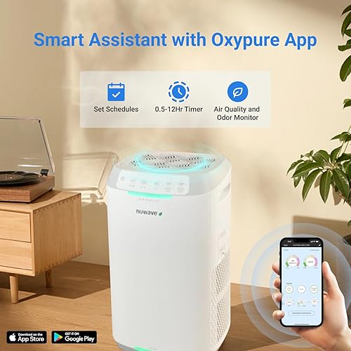 Vista 7 de Nuwave Oxypure - Purificador de aire cero con filtros lavables y reutilizables para habitaciones grandes Limpiadores de aire inteligentes 99.9%