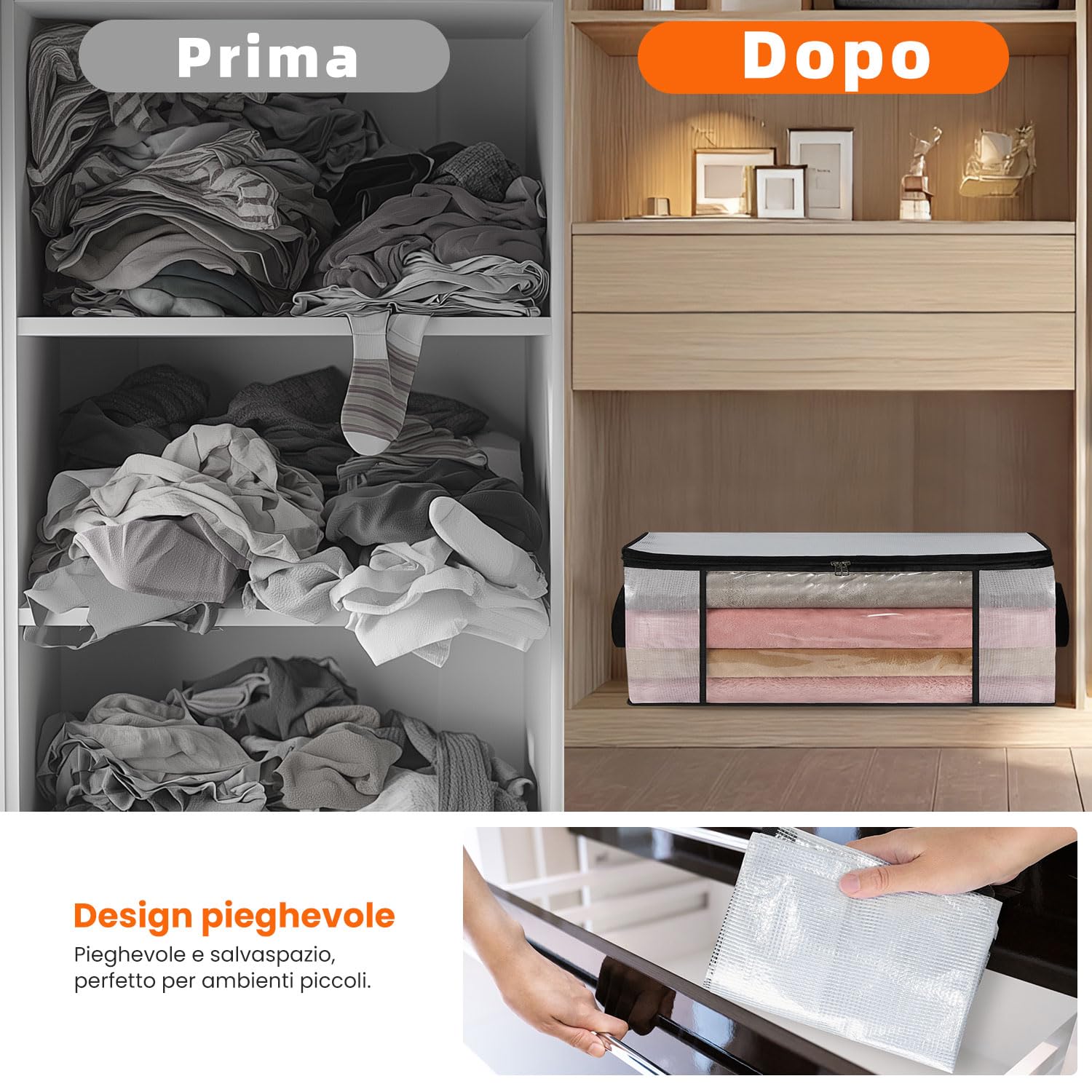 ROLLWAY 6 Pezzi Organizer Armadio Salvaspazio Impilabile, Contenitori Pieghevoli per Pantaloni