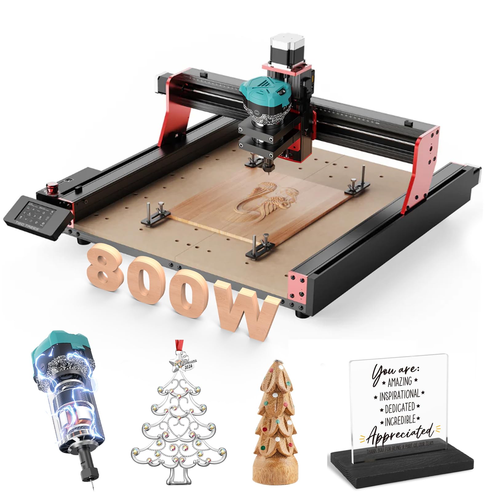 Twotrees TTC450 Pro 800W 4 Axis CNC Router Brush Cutter Kit Work
