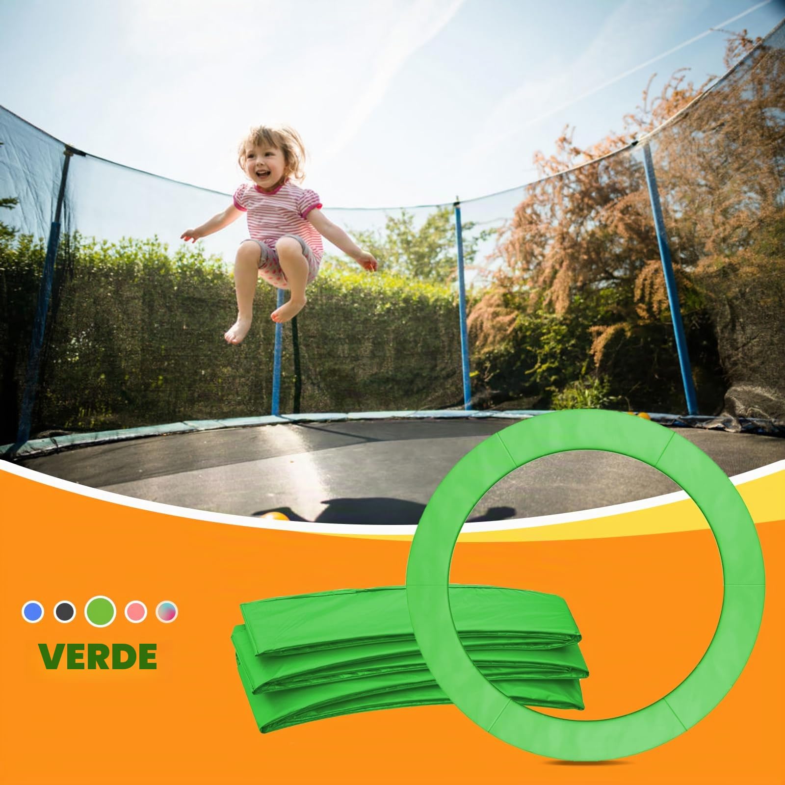 Cojín de Protección de Trampolín Ø 244 305 366 396 397 400 426 427 430 cm Cojín de Seguridad Repuesto Protector Cama Elastica Funda Protectora para Cama Elástica Resistente a los Rayos UV Antidesgarro