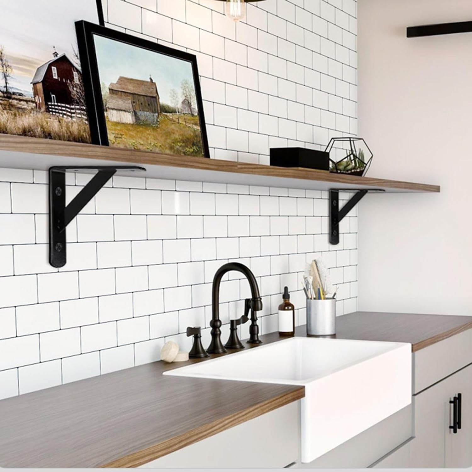 Folding Shelf Brackets,Fold Down Wall Mounted,Triangle Support Right-Angle Hanging Wardrobe Shelf, Hanging Wall Three Legs Corner Code Snap Bracket(200MM)