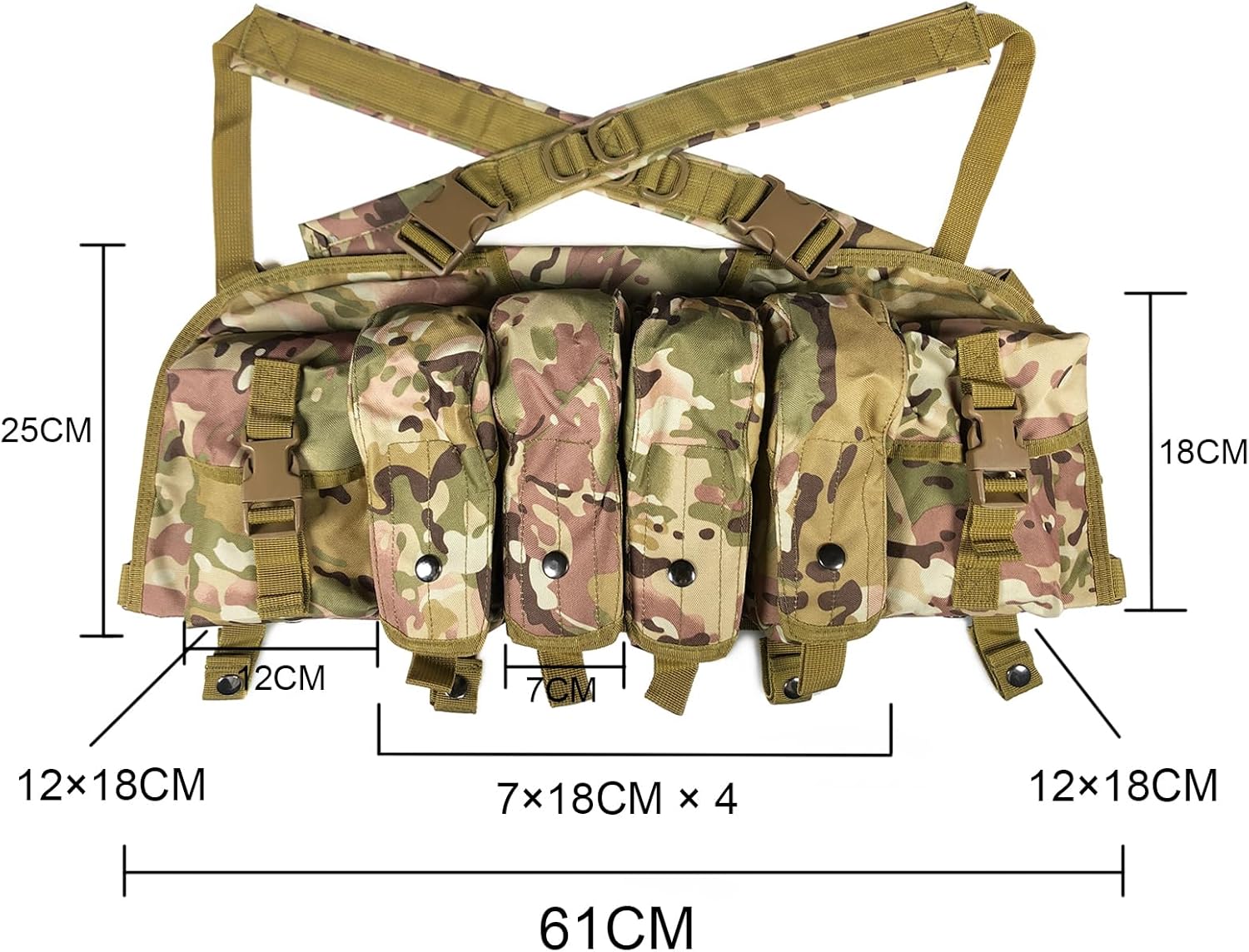 Tactical Chest Rig for Airsoft - AK Chest Rig -Adjustable Tactical Outdoor Hunting Chest Rig with Mag Pouches