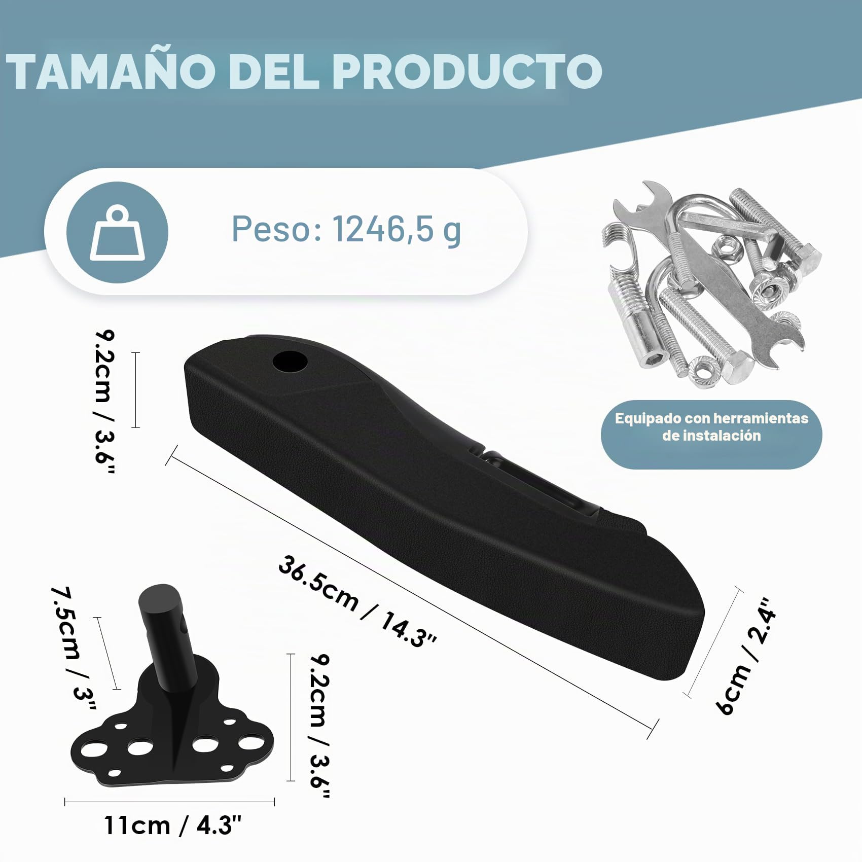 Reposabrazos ajustable universal del asiento del coche para RV RV Camión Transportador Piezas de automóvil (derecha)