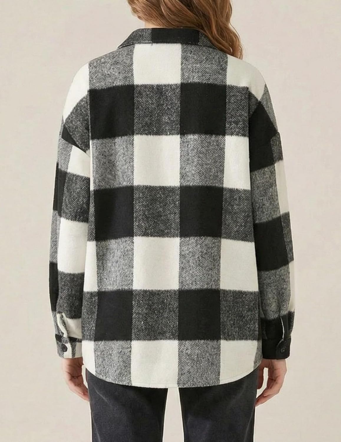 ZAFUL Women's Shacket Button-Down Overshirt Plaid Lightweight Airy Layering Jacket Decorative Flap Long Sleeve Shirt Jacket - Image 4