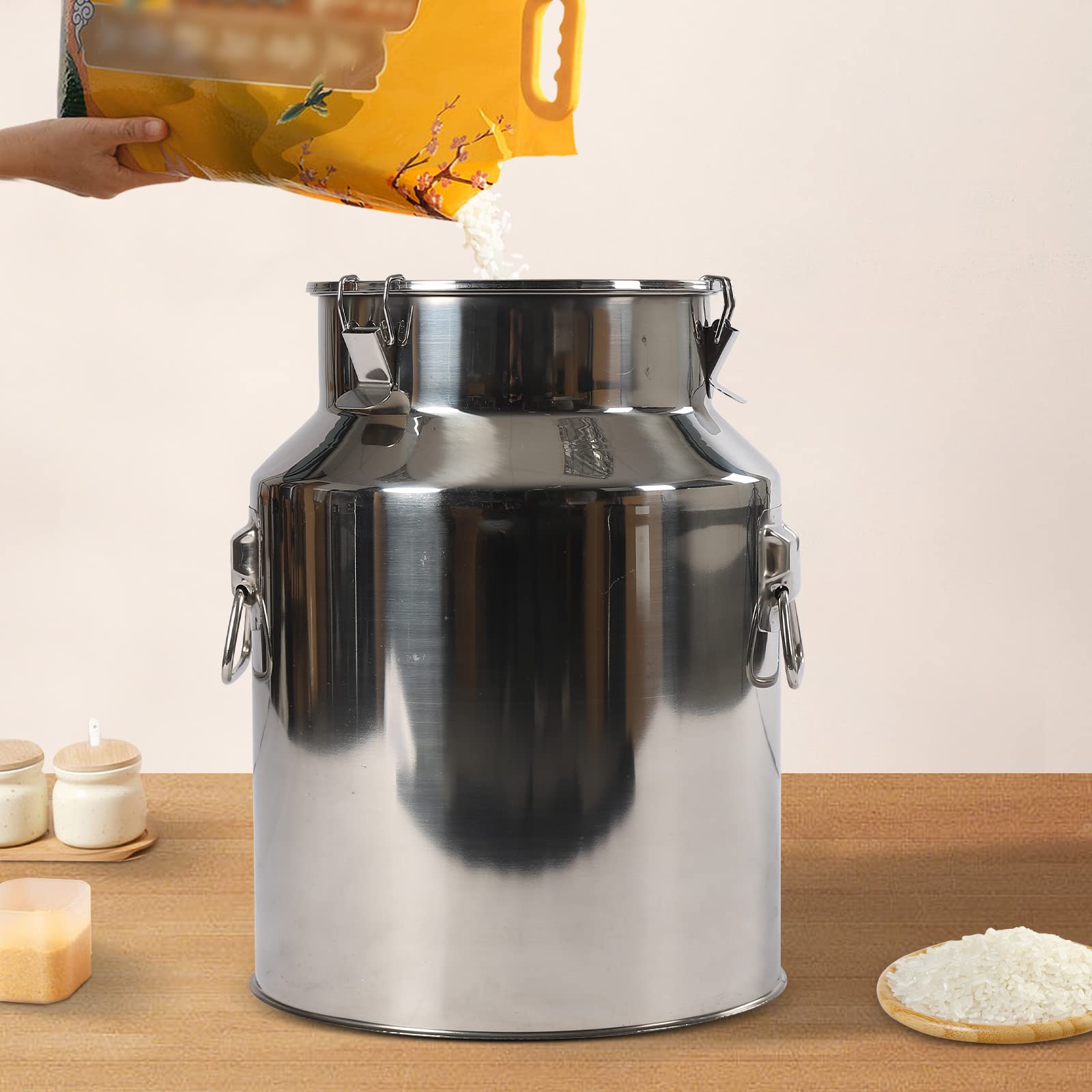 Jarra de transporte hermética para leche, cubo de almacenamiento de acero inoxidable, recipiente para alimentos, ideal para almacenar y transportar líquidos para casa y restaurante (28 L)