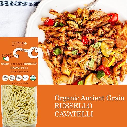 Miniatura 2 de TERRE E TRADIZIONI Paquete de 6 pastas de trigo italiano orgánico durum, cavatelli  Russelló de grano antiguo siciliano vegano elaborado en Italia.
