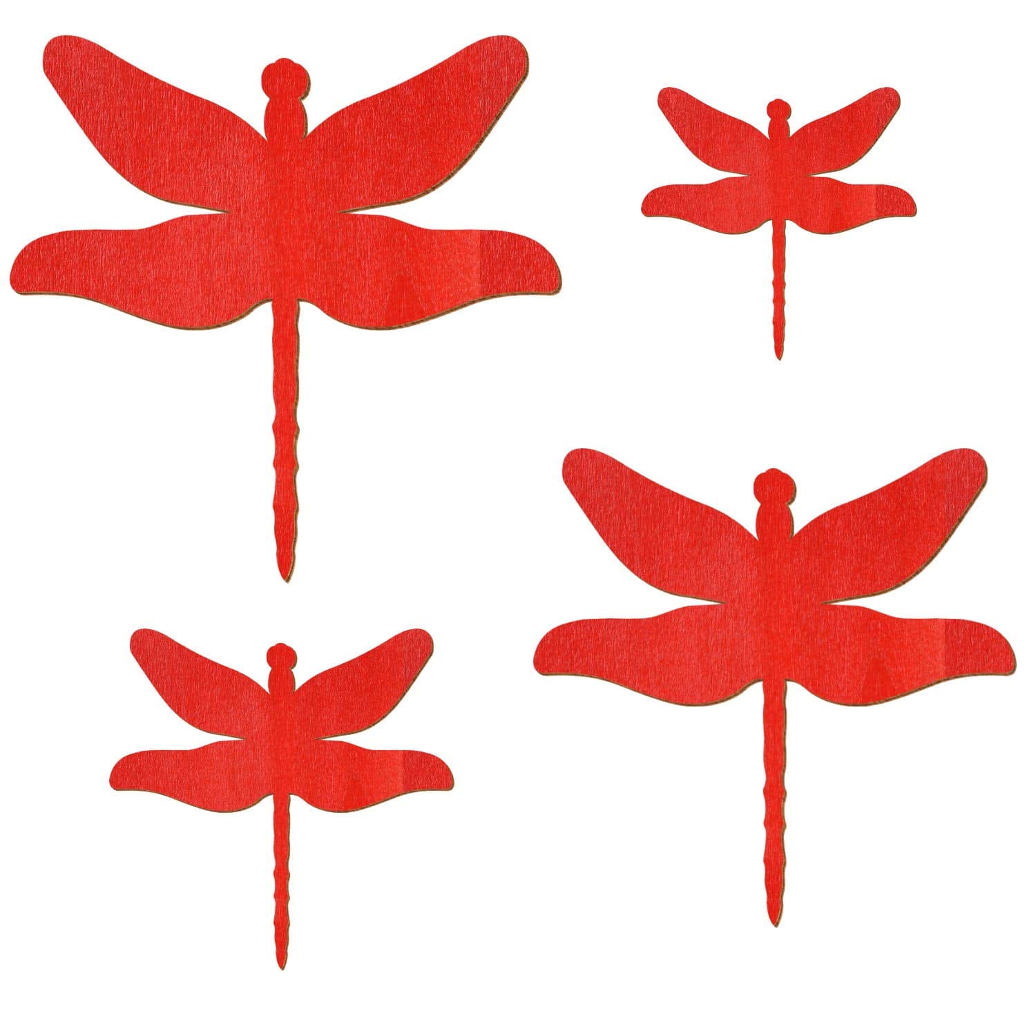 Libélula de madera roja – Decoración de 3 – 50 cm, tamaño: 50 cm, paquete con:100 unidades