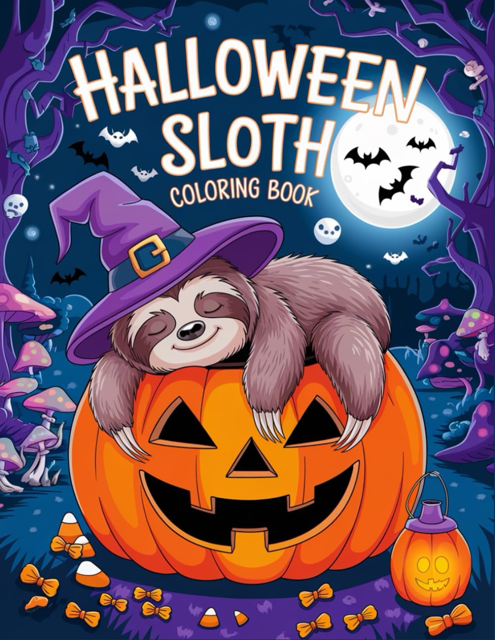 Halloween Sloth: Spooky and Fun Halloween Coloring Adventure with Lazy Sloths