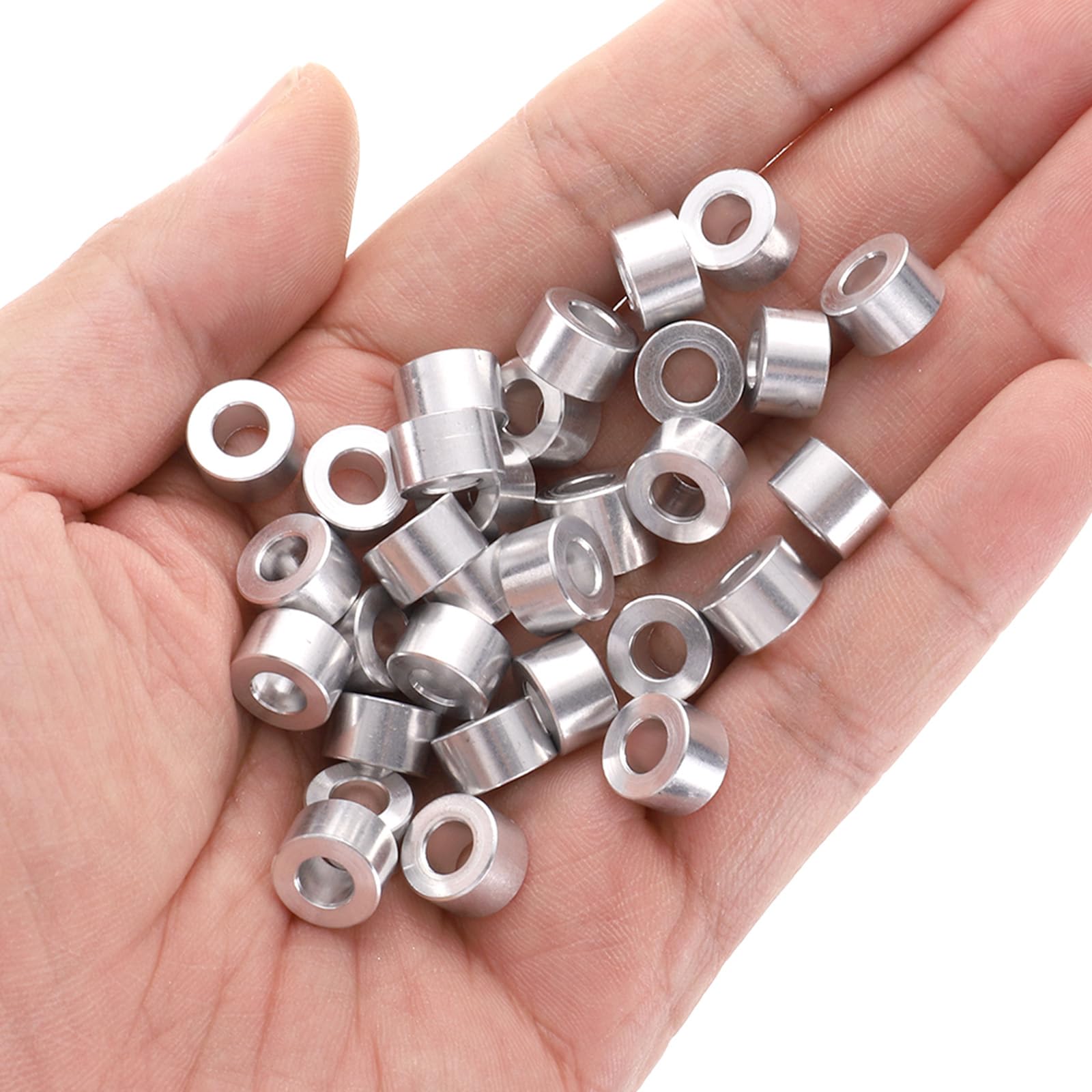 QUARKZMAN 30pz Spacer in Alluminio 5mm Foro x 10mm Od x 6mm Lunghezza Boccola di Supporto per Vite Distanziatore in Metallo Rotondo con Finitura Semplice per Viti M5, Bulloni e Aste