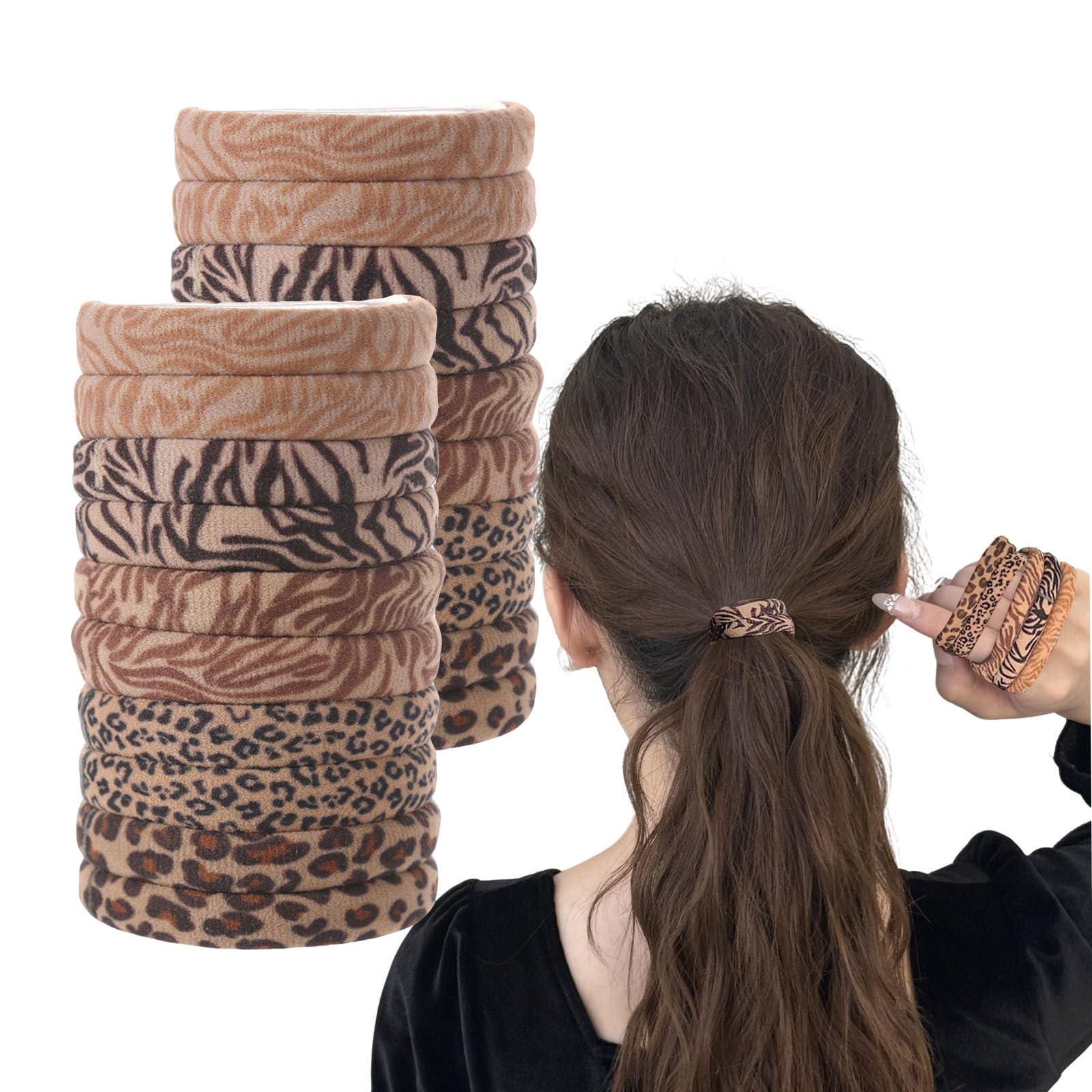 shefun ヘアゴム 太め 茶 ヒョウ柄 ヘアアクセ20個セット 直径5cm…