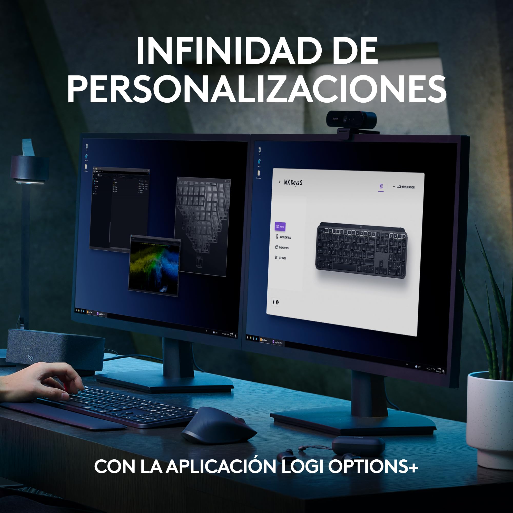 Logitech MX Keys S Teclado inalámbrico, Perfil Bajo,Escritura Fluida Precisa Silenciosa, Teclas Programables,Iluminación, Bluetooth, Carga USB C,para Windows, Linux, Chrome, Mac, QWERTY Español - Gris
