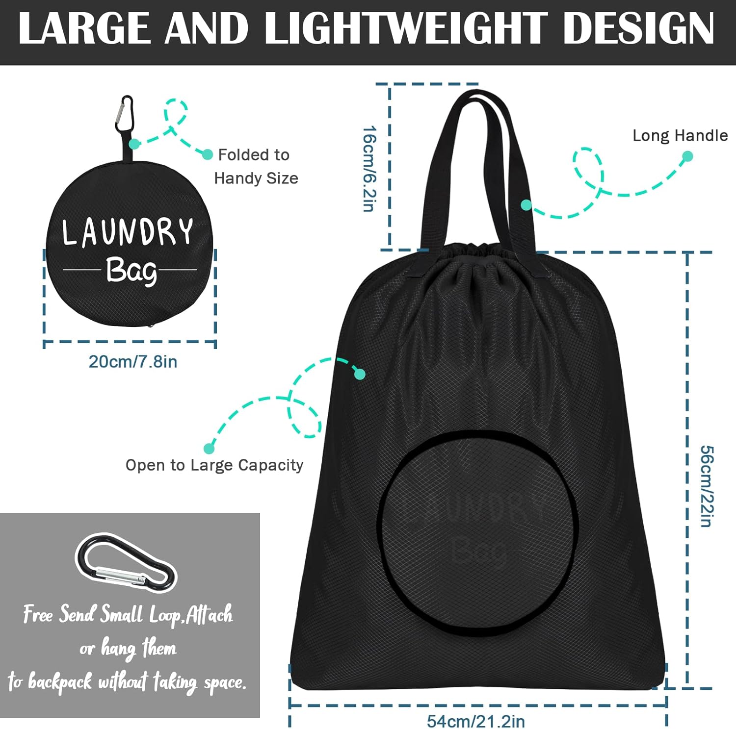 XL Laundry Bag with Strap, Heavy Duty Travel Laundry Bag,