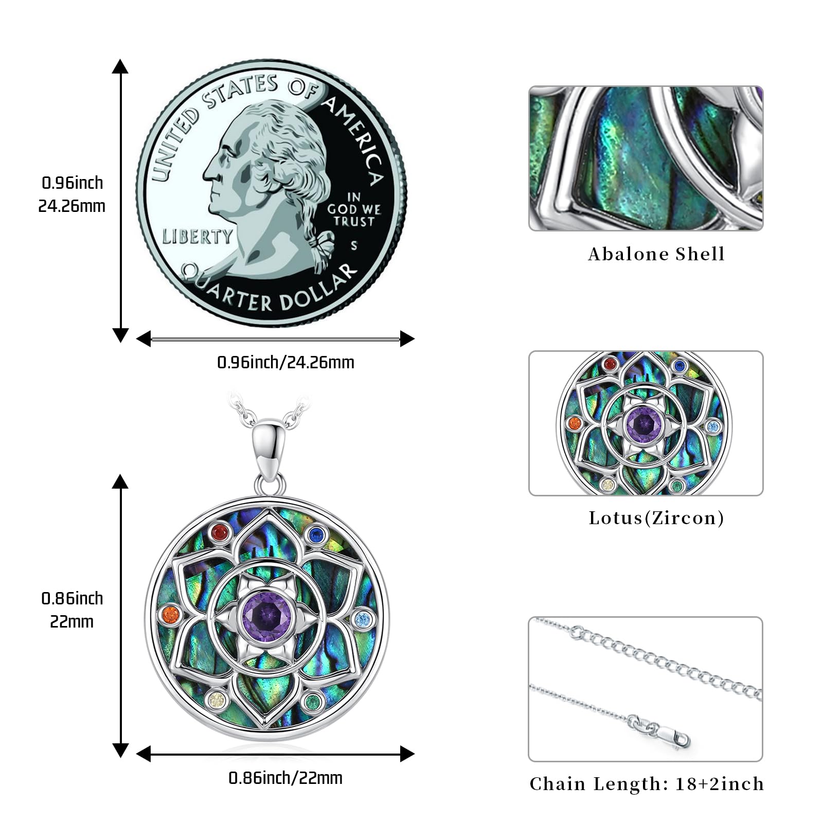 Midir&Etain Collares de chakra para mujer, plata de ley 925, colgante de loto, collar con colgante de loto, joyería espiritual de chakras, cumpleaños, San Valentín, yoga, regalos para novia, amantes