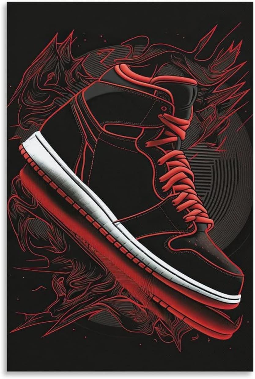 Pósteres de zapatos negros de moda, tenis negros, impresión en lienzo para decoración de habitación de niños, cuadros e impresiones artísticas de