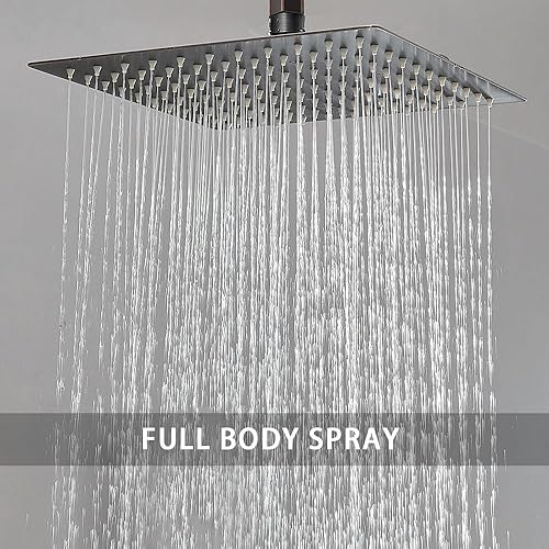 Miniatura 27 de Sistema de ducha de níquel cepillado para baño, cabezal de ducha de lluvia de 12 pulgadas, montaje de techo con ducha de lujo de mano de alta Níquel