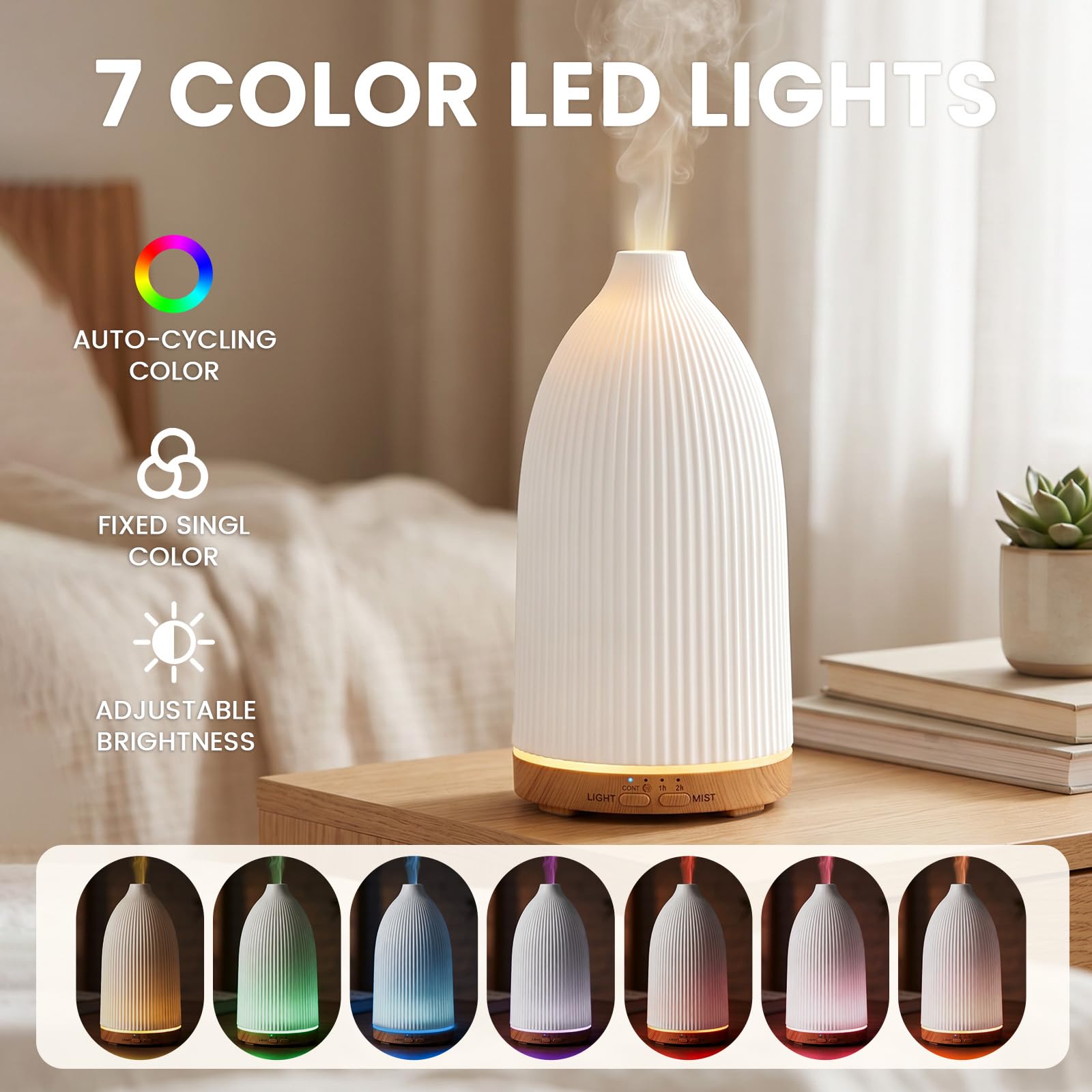 AESHORY Diffusore di Oli Essenziali, 100ml Ultrasuoni Umidificatore Ambiente per Aromaterapia Yoga, Diffusore di Aromi con Luce Notturna LED Giallo Caldo, Spegnimento automatico, Regali per Casa Nuova