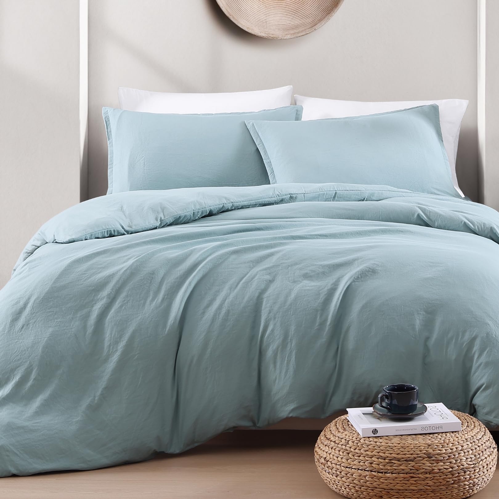 LANE LINEN King Duvet Cover Set French Blue - Pre Washed Soft Microfibre Polyester Duvet Cover with Pillow case - Bedding Quilt Cover Set