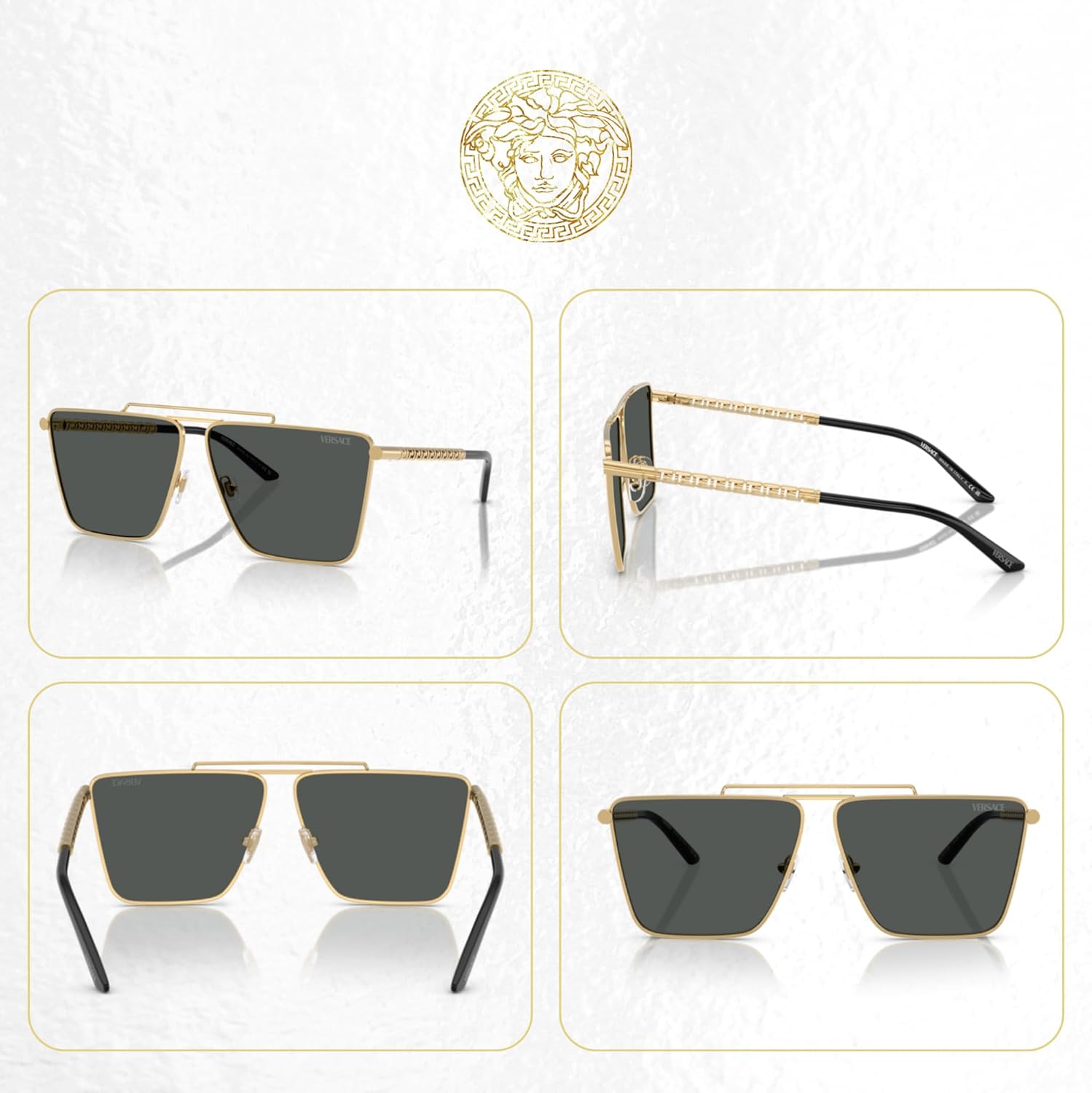 Versace VE2266 64MM Square Sunglasses For Men +BUNDLE with ACCESSORY EYEWEAR KIT - Image 3