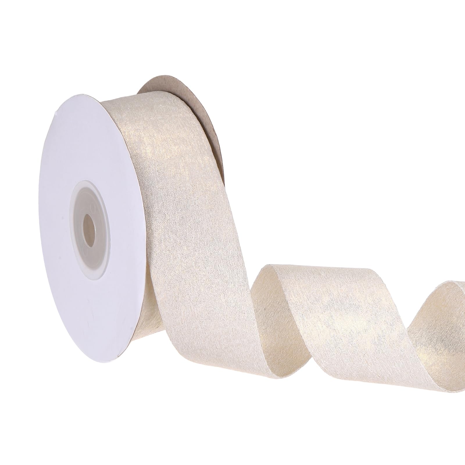 Ruban de tissu polyester beige scintillant pour fêtes et nœuds