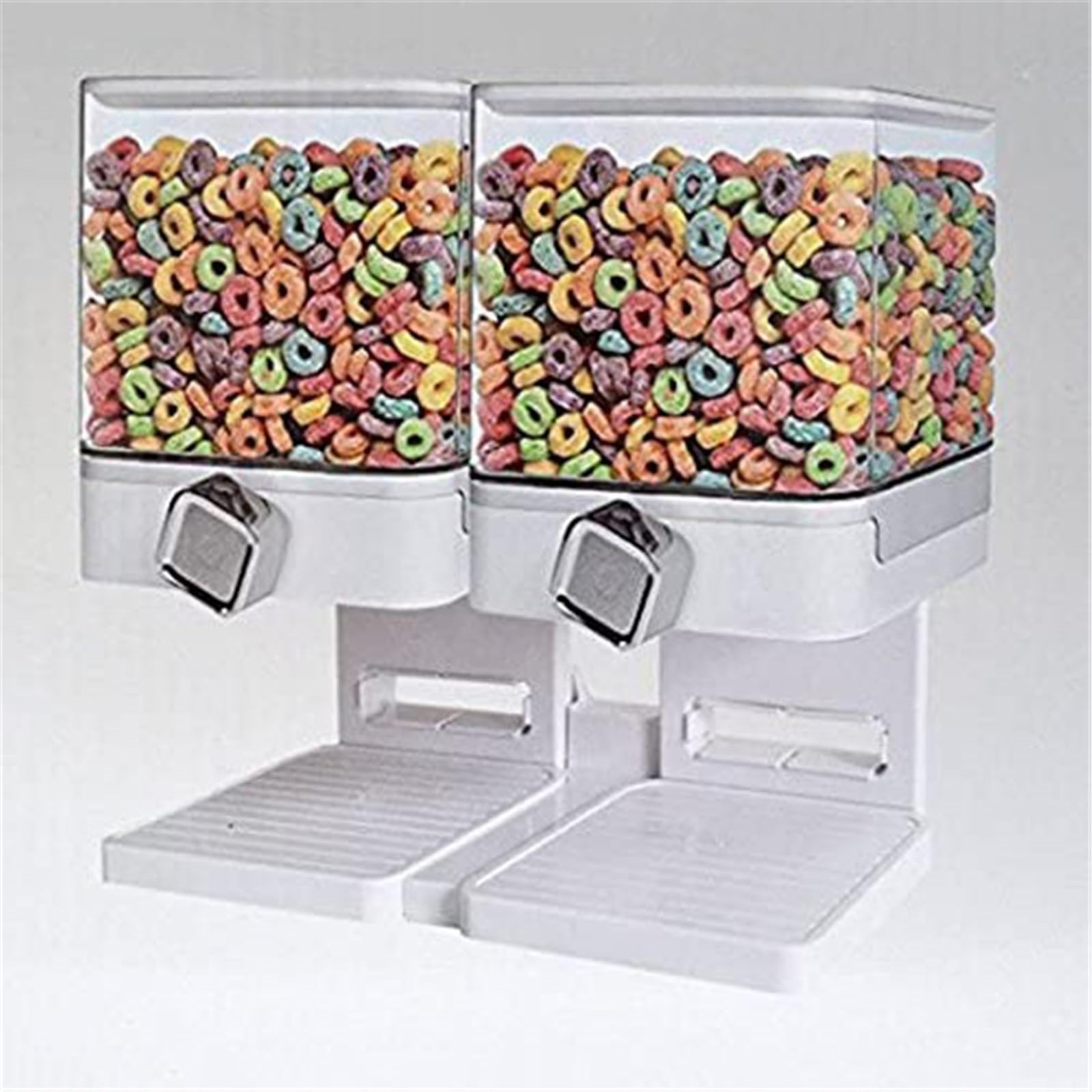 Dispensador de Cereales Dispensador de Cereales Cuadrado Doble Dos Botes de plástico for Alimentos Secos con Soporte(White)