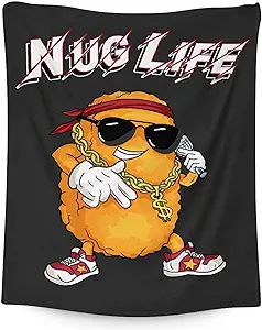Mercuryelf Chicken Nugget Blanket - Soft, Fuzzy & Warm - 30x40 Inches Small Throw Blankets for Lap, Crib - Black Funny Throws Gift for Chicken Nugget Lovers