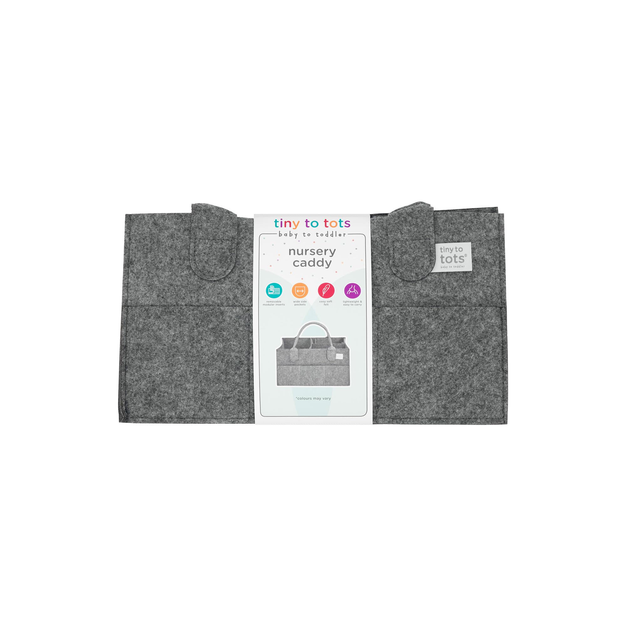Nappy Caddy, Tiny To Tots Grey New Born Baby Essentials Bag, Removable Module Inserts, Wide Side Pockets - Image 2