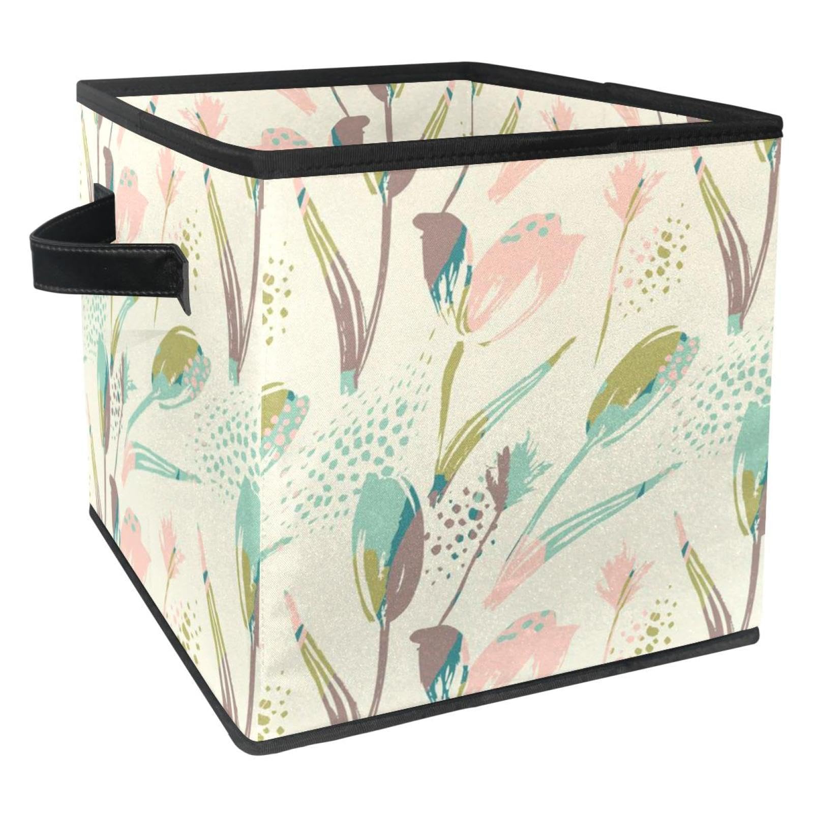 Cube de rangement pliable en tissu motif floral pour livre et placard
