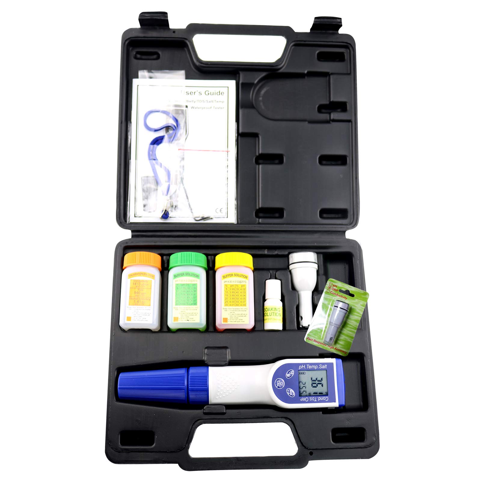Testeur de qualité de l'eau 6-en-1 pH-mètre Multi-paramètres Kit (pH ORP TDS Salinité Conductivité CE Température Meter) Étanche Numérique type de stylo avec Remplaçable Sonde ORP