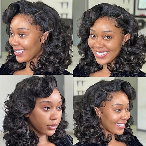 Miniatura 3 de Pelucas de cabello humano sin pegamento de 250 % de densidad, pelucas de cabello humano ondulado suelto con encaje frontal, pelucas de cabello