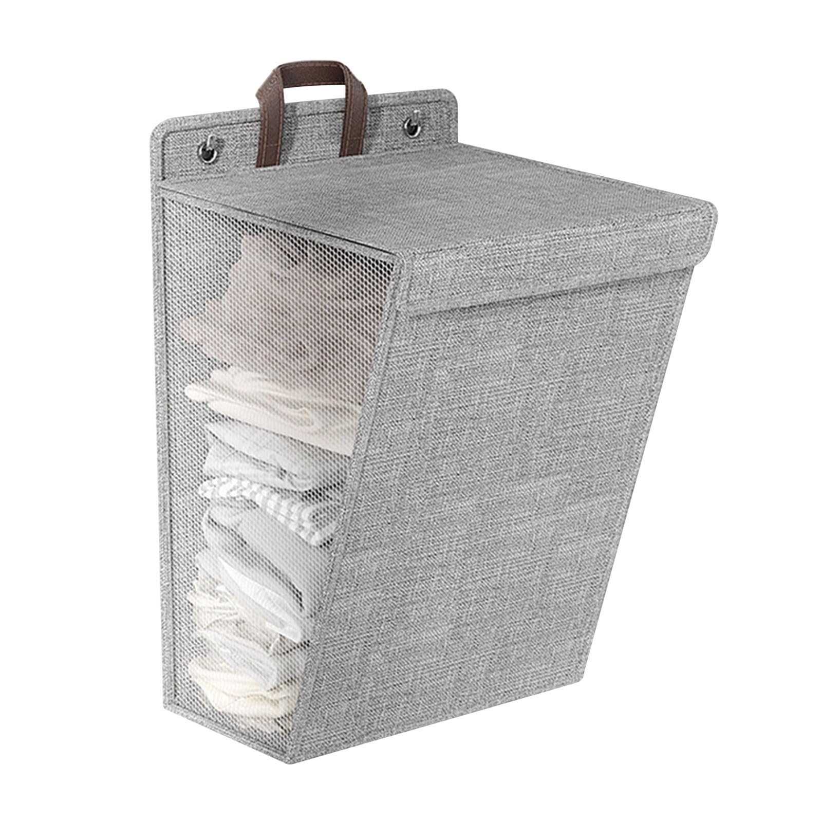 CRFFZ Linen Clothes Organiser Foldable Wall Mounted Clothing Storage Solution Hanging Laundry Hamper for Dorm Room Bedroom Wall Storage