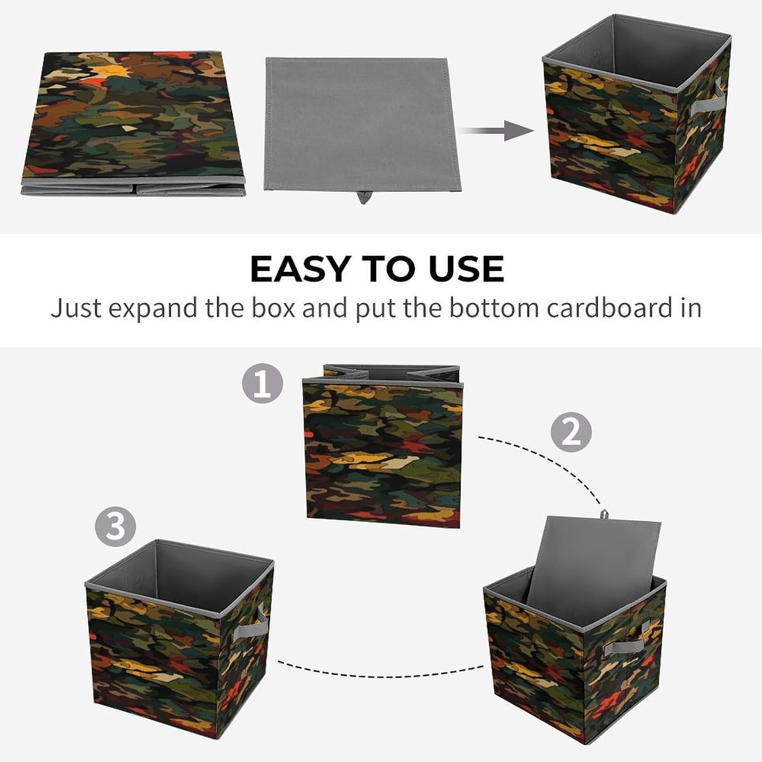 Rich Texture Pattern Fabric Bins Storage Basket Square Baskets | Storage Bin with Double Handles,Cube Collapsible Organizers for Organization,Closet,Shelves,Offices