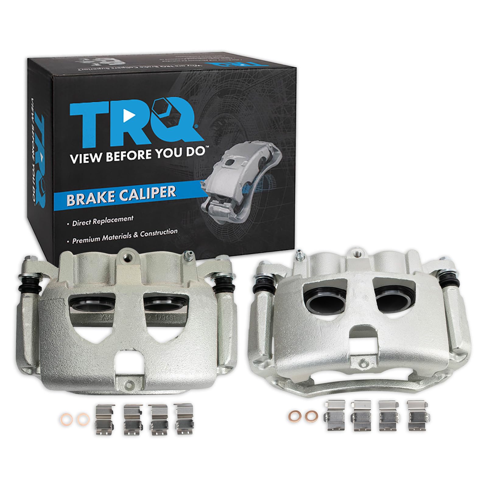TRQ Rear Driver and Passenger Side Brake Caliper Set Caliper Brackets
