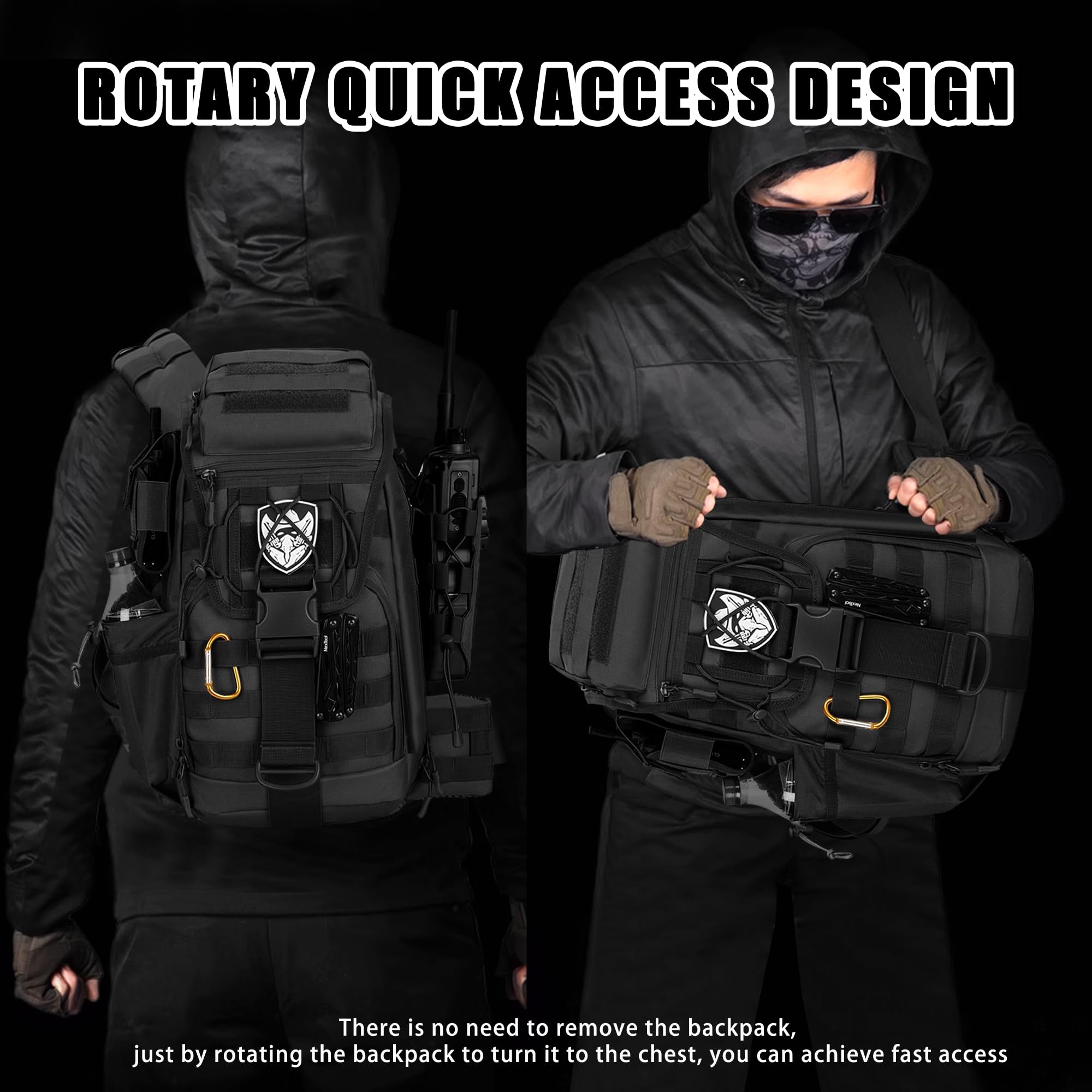 MANETTA Taktische Umhängetasche, Große Schultertasche mit abnehmbarem Hüftgurt, Crossbody EDC Tasche, Daypack mit Molle System, Rucksack für Reisen, Angeln, Wandern und Trekking
