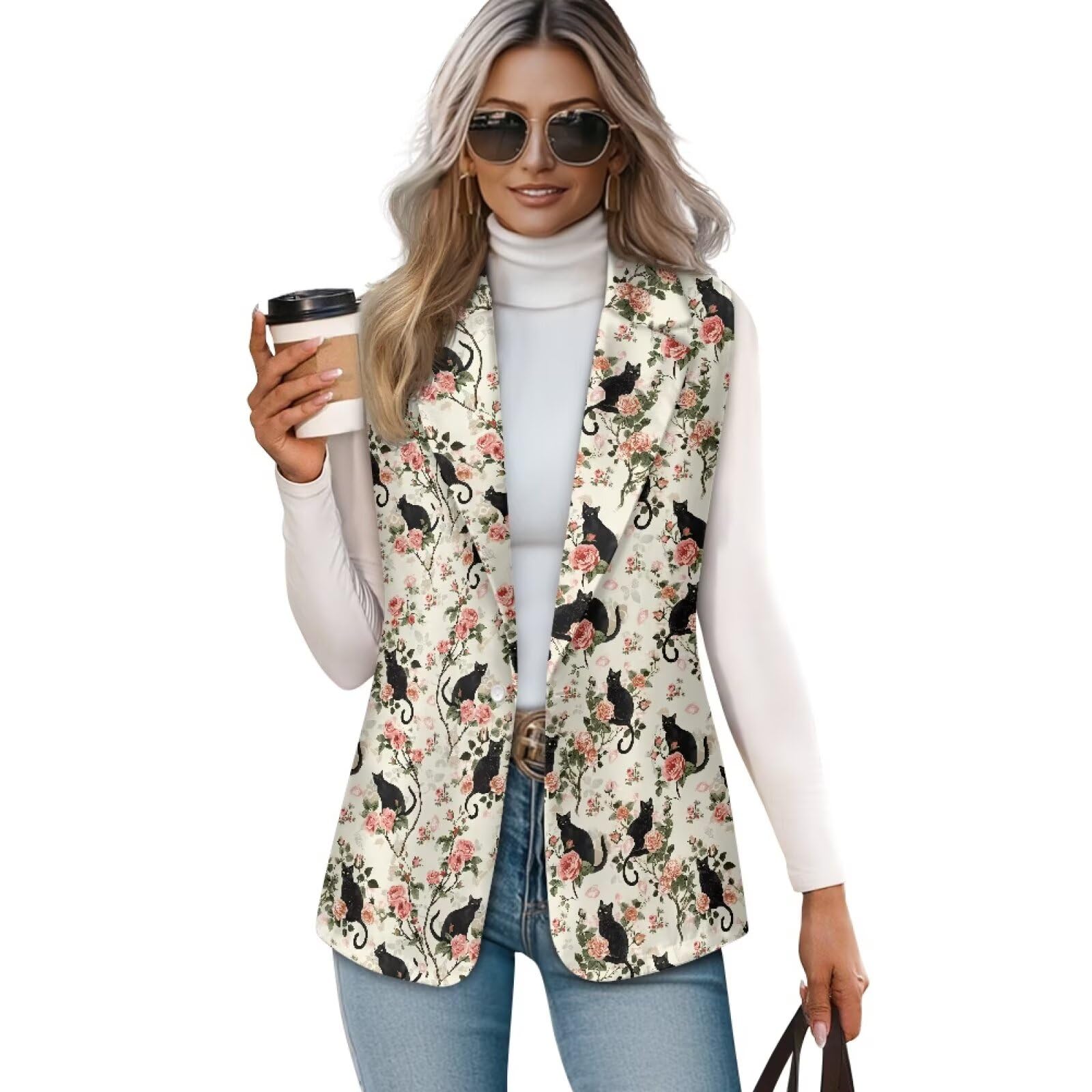 Women Sleeveless Vest Suit Casual Waistcoat 1 Button Blazer Suit Tank Top for Wedding Party Size S-5XL