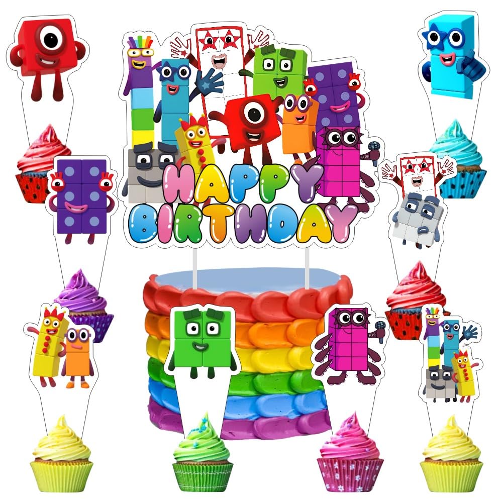 25pcs Number Cake Decorations with 1pcs Cake Topper, 24pcs Cupcake Toppers for The Game Birthday Party Supplies